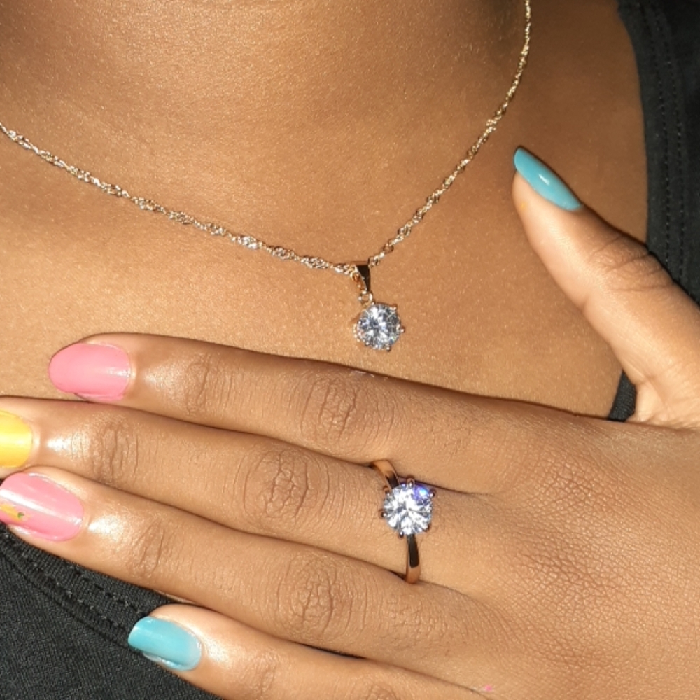 Gold tone CZ set